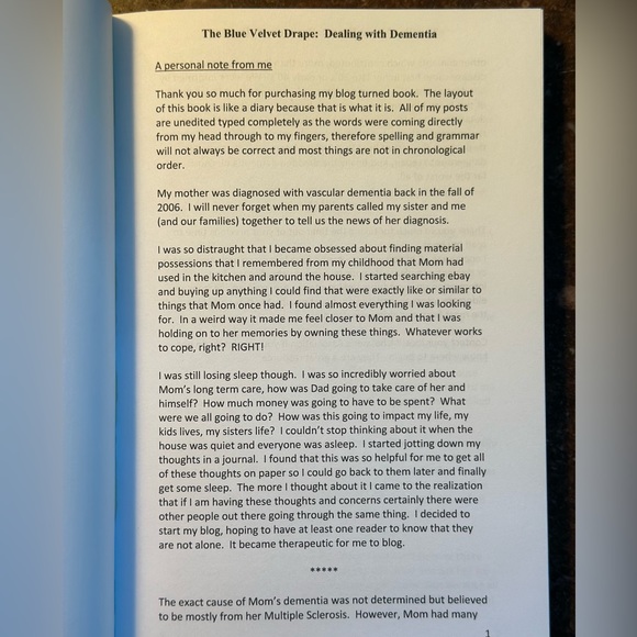 SIGNED Book / The Blue Velvet Drape: Dealing with Dementia, NWOT - Picture 3 of 16